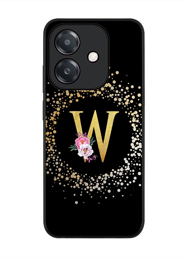 Stylizedd For Oppo A5i Case,Slim fit Camera Protection, Shockproof Thin Phone cover  - Custom Monogram Floral - W ( Black )