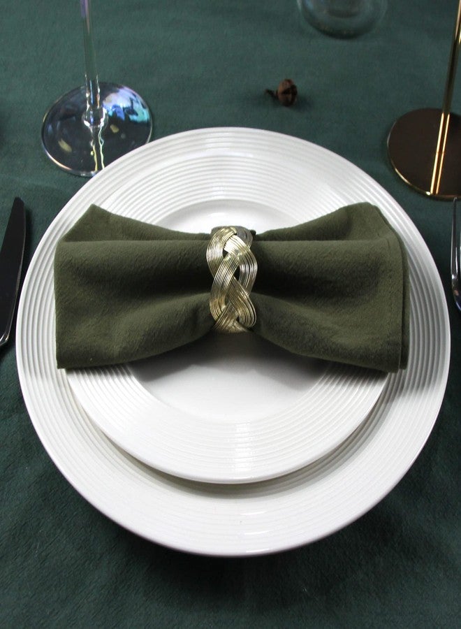 INFEI Plain Color Dinner Cloth Napkins, Set of 12 (15.7 x 11.8 Inches), Washable Cotton Kitchen Table Napkin, for Cocktail Parties, Weddings, Hotel & Home Use (Army Green) - Image 5