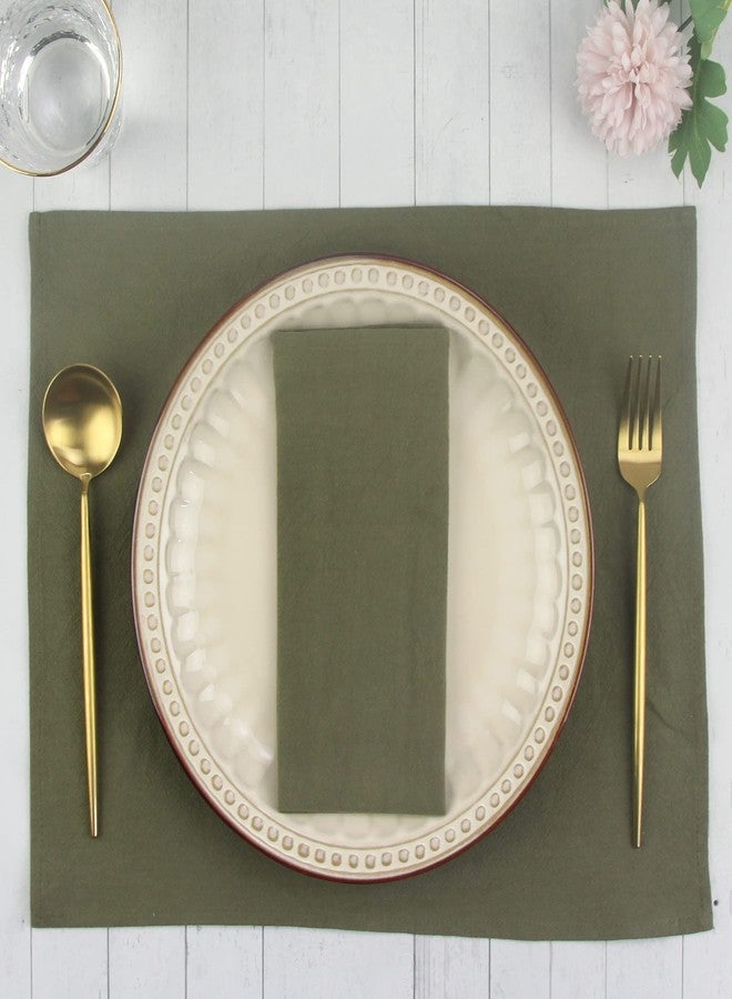 INFEI Plain Color Dinner Cloth Napkins, Set of 12 (15.7 x 11.8 Inches), Washable Cotton Kitchen Table Napkin, for Cocktail Parties, Weddings, Hotel & Home Use (Army Green) - Image 4
