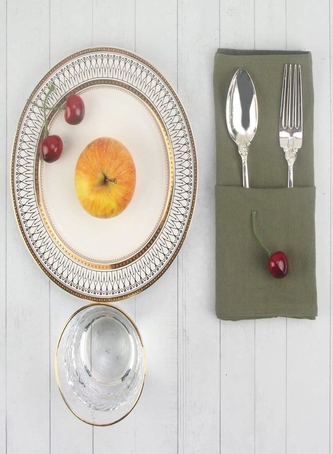 INFEI Plain Color Dinner Cloth Napkins, Set of 12 (15.7 x 11.8 Inches), Washable Cotton Kitchen Table Napkin, for Cocktail Parties, Weddings, Hotel & Home Use (Army Green) - Image 3