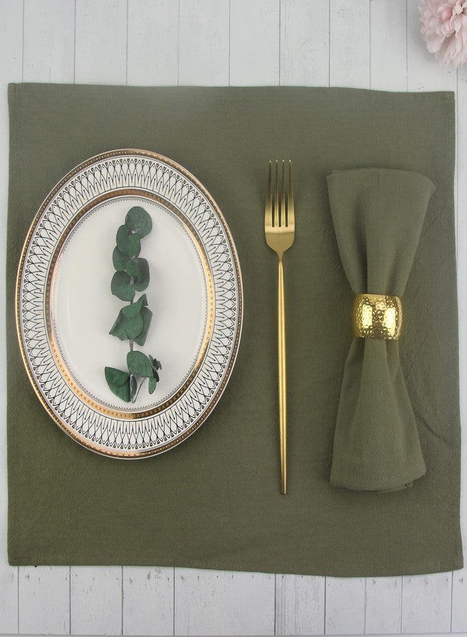 INFEI Plain Color Dinner Cloth Napkins, Set of 12 (15.7 x 11.8 Inches), Washable Cotton Kitchen Table Napkin, for Cocktail Parties, Weddings, Hotel & Home Use (Army Green) - Image 2