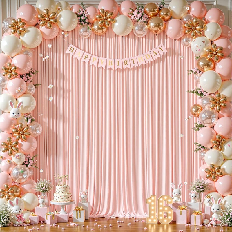 PARTISKY 8x10FT Pale Pink Backdrop Curtains for Wedding Parties, Wrinkle Free Polyester Photography Backdrop Drapes for Wedding Baby Shower Birthday Parties Stage Background Stand Decorations 4x10ft,2 Panels - Image 4