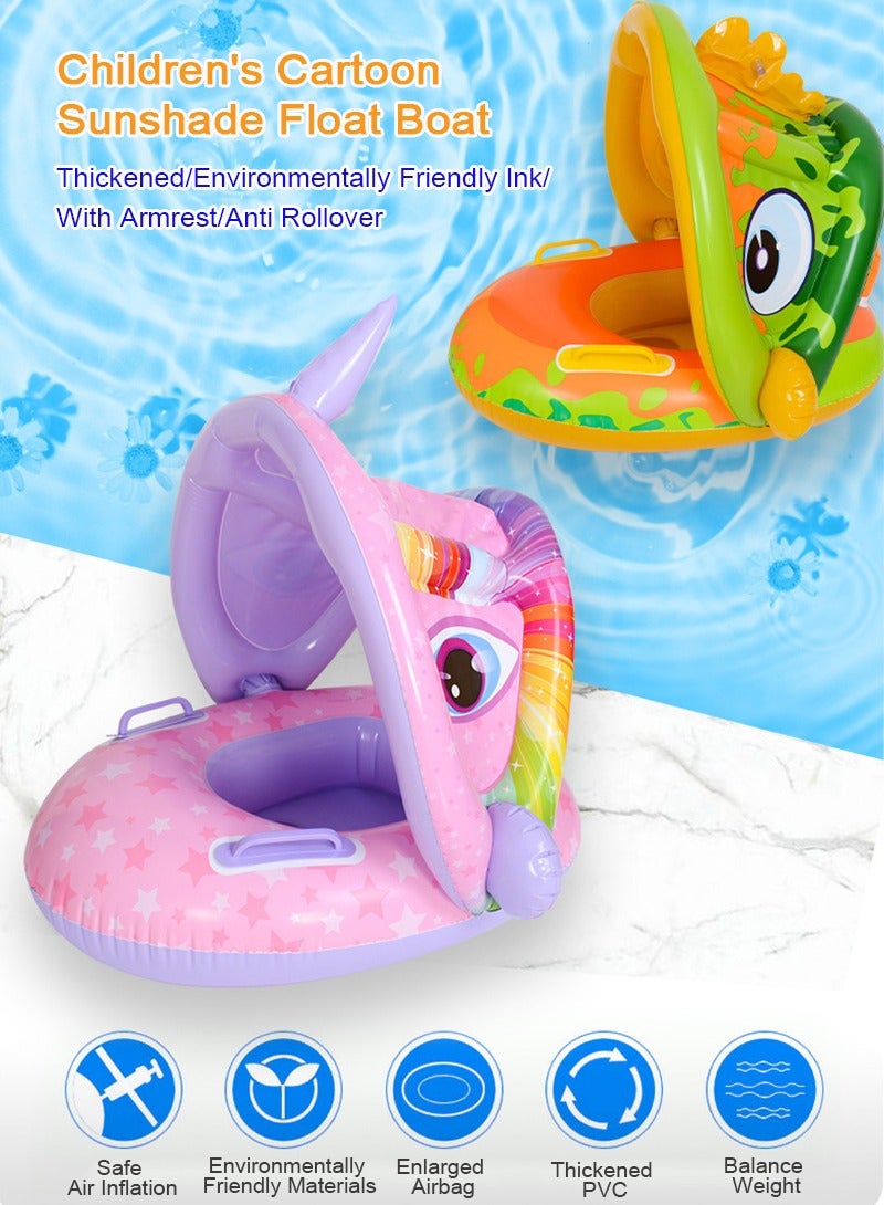 TAPIT Swimming Floats for Children Aged 1-4 Years Old 16-38 Pounds, Kid's Pool Float Ring Seat with Sun Canopy, Swimming Pool Games Inflatable Float for Boys and Girls (Purple) - Image 2