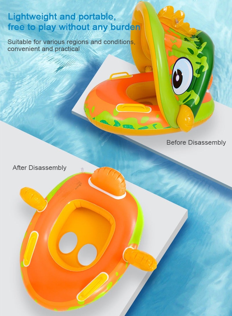 TAPIT Swimming Floats for Children Aged 1-4 Years Old 16-38 Pounds, Kid's Pool Float Ring Seat with Sun Canopy, Swimming Pool Games Inflatable Float for Boys and Girls (Purple) - Image 3