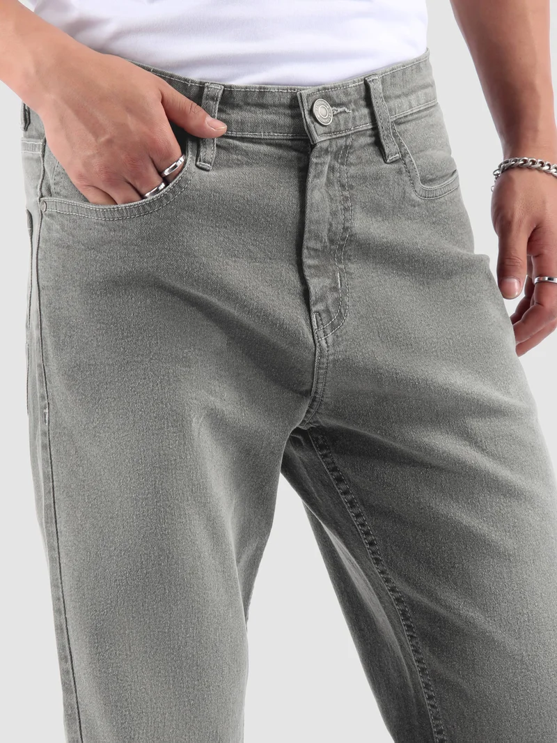 Beyoung Light Grey Spray Washed Regular Fit Jeans
