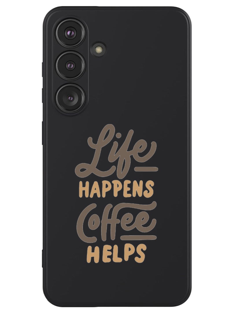 Theodor Protective Slim Fit Case Liquid Silicone Cover with Full Body Protection Anti-Scratch Shockproof Case For Samsung Galaxy S24 Plus (Black) - life-happens-coffee-helps(1) - Image 1