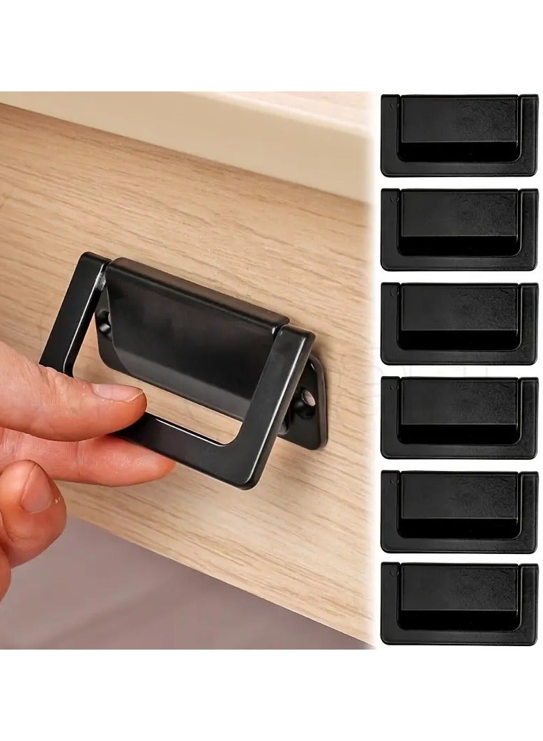 1pc Black Elegant Invisible Drawer Knob - Flat Hidden Handle for Bedside Cabinets and Tatami Furniture  - Image 1