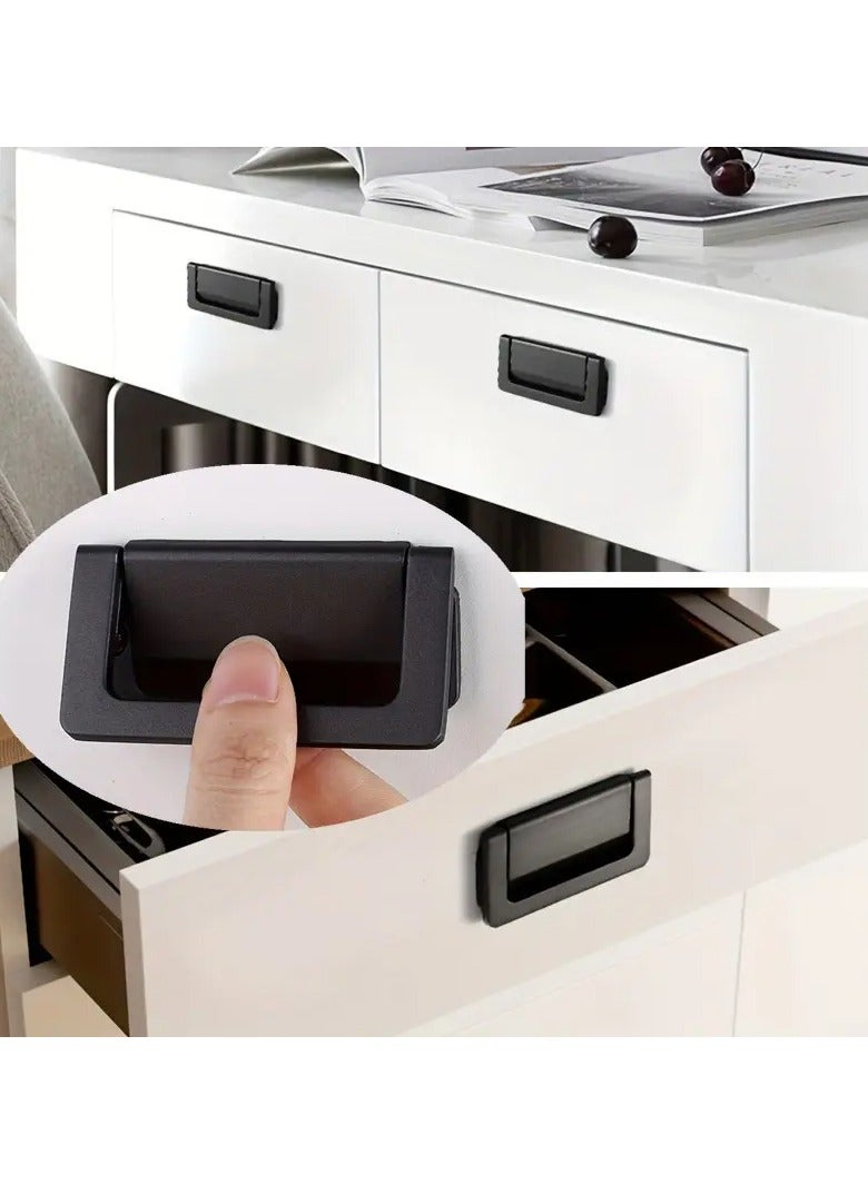 1pc Black Elegant Invisible Drawer Knob - Flat Hidden Handle for Bedside Cabinets and Tatami Furniture  - Image 2