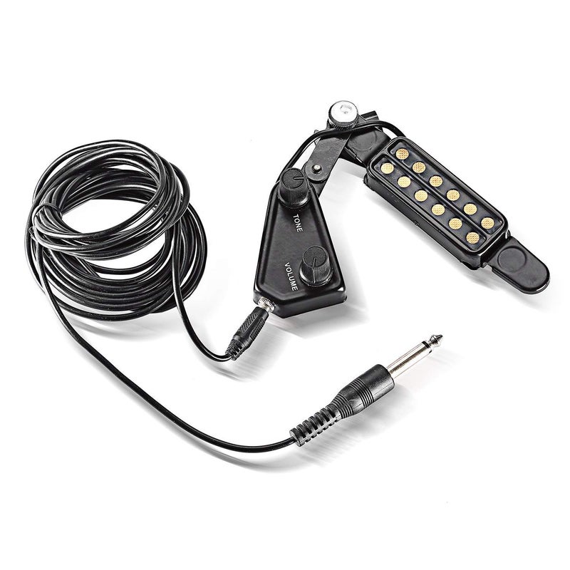 TraderPlus 12 SoundHole Guitar Pickup Acoustic Electric Transducer for Acoustic Guitar Magnetic Preamplifier with Tone and Volume Control, Cable Length 10 ft - Image 4