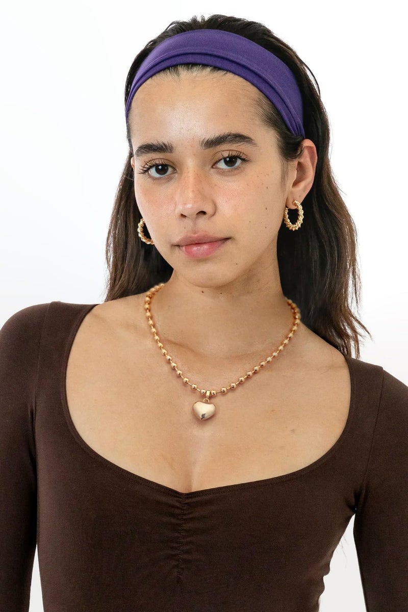 POTESSA 18K Gold Plated Pendant Necklace Puffy Heart Pendant Necklace Chunky Satellite Beads Chain Choker Charm Jewelry - Image 3