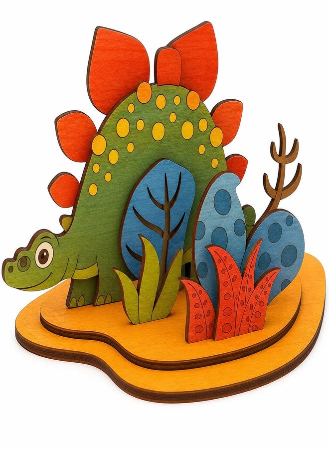 Vedroci The Arty Jungle Kit | DIY Wooden Painting & Assembly Toy for Kids Age 3+ | Educational Craft Activity Set with Paints | Jungle Animals Art & Craft Toy for Boys & Girls (Dinasour 2 Arty Jungle Kit) - Image 1
