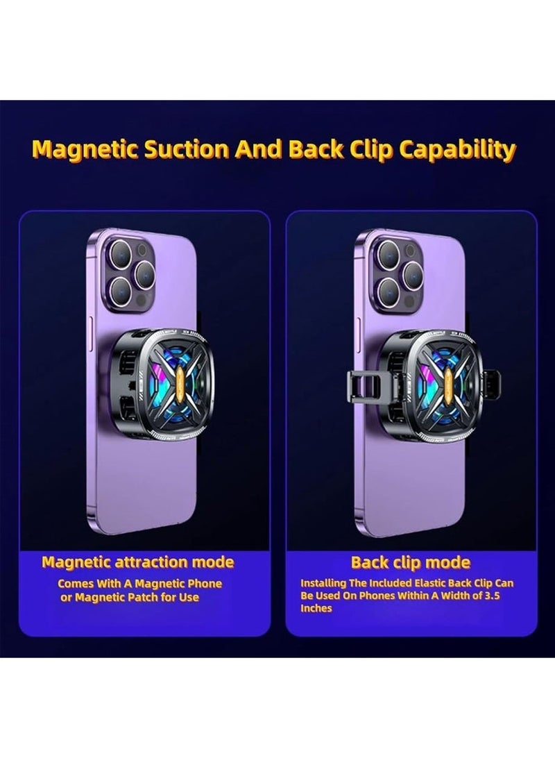 Guqile Magnetic & Clip-On Phone Cooler, Semiconductor Refrigeration Mobile Phone Radiator with RGB Light, Fast Cooling Fan for Gaming and Live Streaming - Image 2