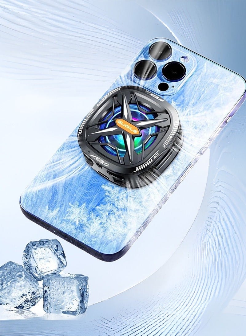 Guqile Magnetic & Clip-On Phone Cooler, Semiconductor Refrigeration Mobile Phone Radiator with RGB Light, Fast Cooling Fan for Gaming and Live Streaming - Image 1