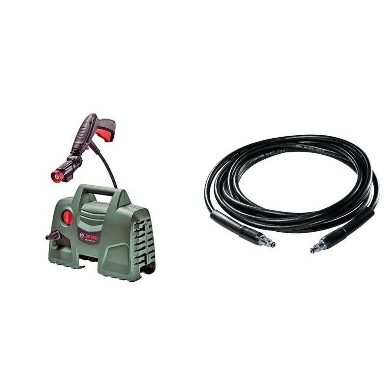 BOSCH غسالة ضغط عالية أكواتاك 100 بقوة 1200 واط (خضراء) مع خرطوم ضغط عالي F016800360 بطول 6م (أسود) - Image 1