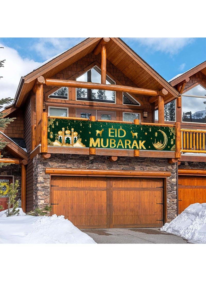 Aikanbo Eid Mubarak Banner,Extra Long Islamic Prayer Banner for Indoor and Outdoor,Eid Mubarak Party Backdrop Decorations,118.1" x 19.6" - Image 5