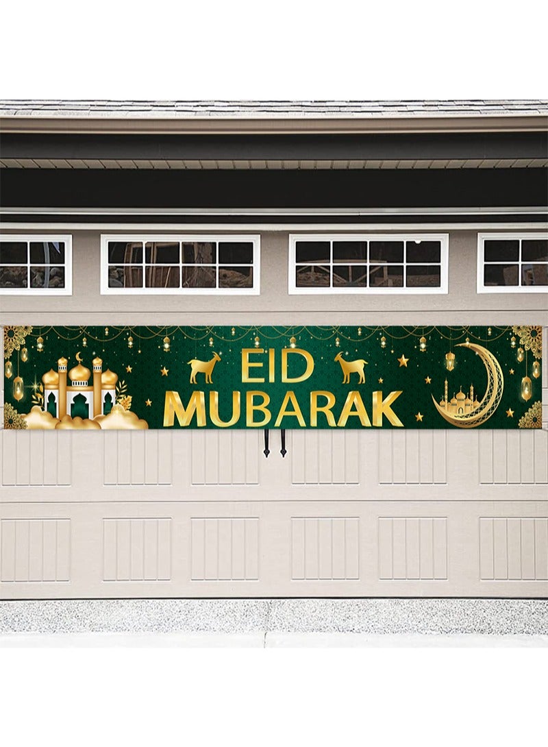 Aikanbo Eid Mubarak Banner,Extra Long Islamic Prayer Banner for Indoor and Outdoor,Eid Mubarak Party Backdrop Decorations,118.1" x 19.6" - Image 4