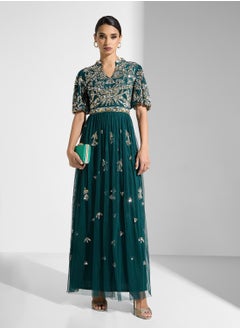 Frock and Frill Embellished Key Hole Neck Dress  - Image 4