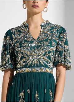 Frock and Frill Embellished Key Hole Neck Dress  - Image 3
