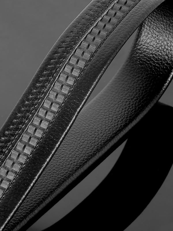 ZEVORA Men Leather Pack of 2 Auto Lock Belt, Black - Image 5