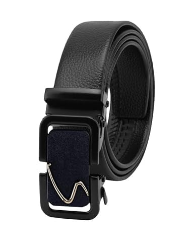 ZEVORA Men Leather Pack of 2 Auto Lock Belt, Black - Image 3