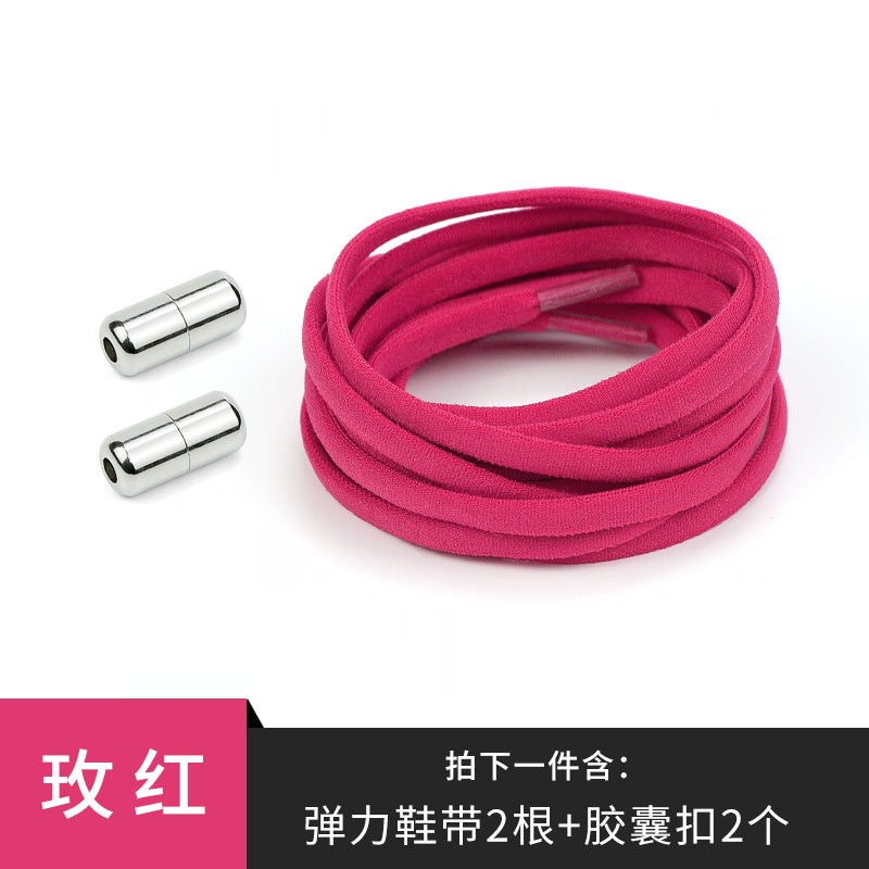إسكدنيا Elastic No Tie Shoelaces Buckle Capsules Rose Red (silver buckle)