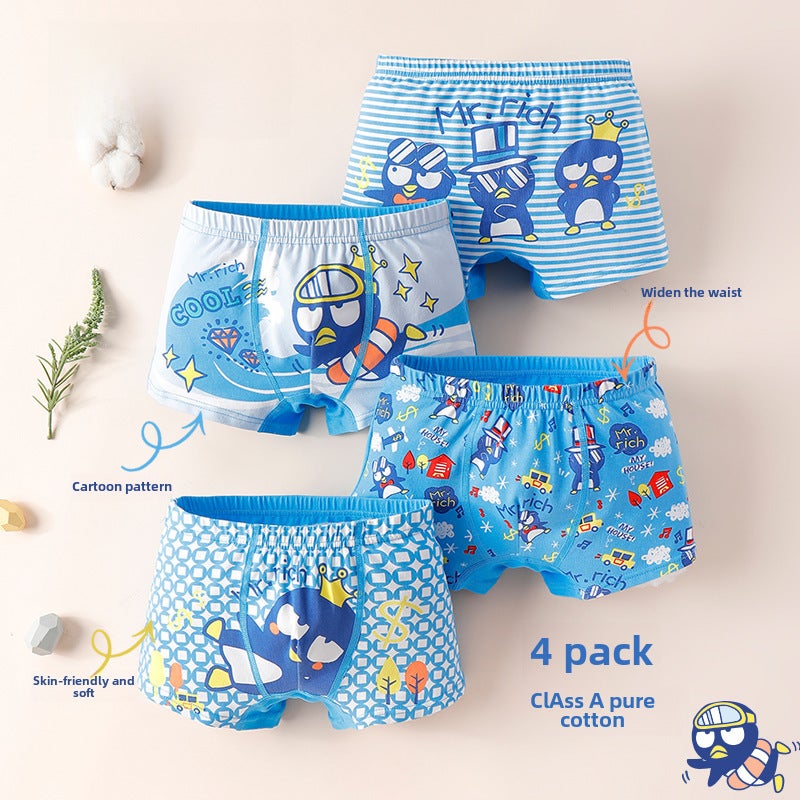 Boys Cotton Briefs Comfort Fit Underwear K04 Penguin Four Pack