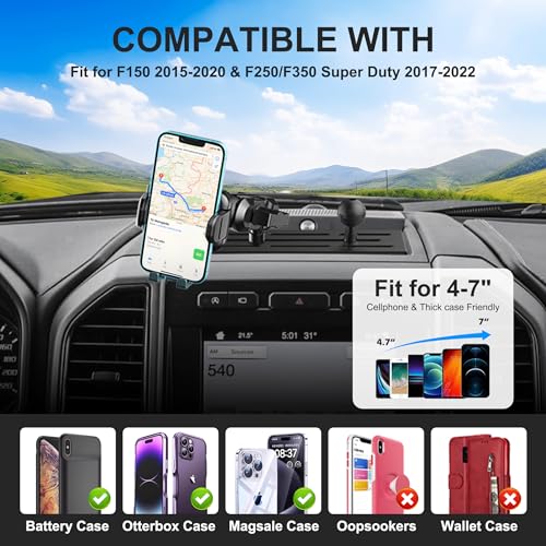 Surfcabin Dash Mount Phone Holder Compatible with 20152020 F150 20172022 F250 F350 Metal Cellphone Mounting Bracket Stand for Most CellPhones - Image 3
