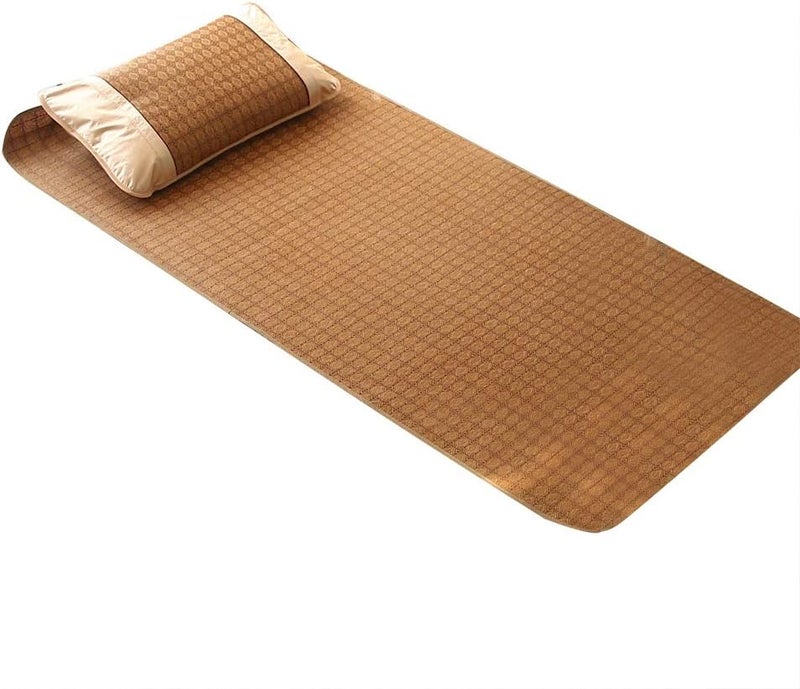 woobles Summer Sleeping Rattan Pad Cooling Mattress Topper Pad Double-Sided Folding,Smooth Air Conditioning Mat(120 * 195cm pillowslip 48 * 74cm*1) - Image 1