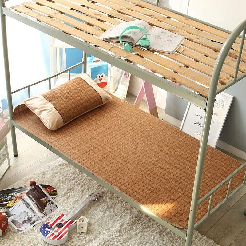 woobles Summer Sleeping Rattan Pad Cooling Mattress Topper Pad Double-Sided Folding,Smooth Air Conditioning Mat(120 * 195cm pillowslip 48 * 74cm*1) - Image 2