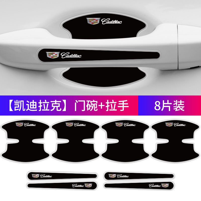 Car Door Bowl Handle Protective Film Glue Dropping Black And White Bottom Door Bowl Protective Sticker Door Handle Sticker Paint Scratch-Resistant Sticker - Image 1