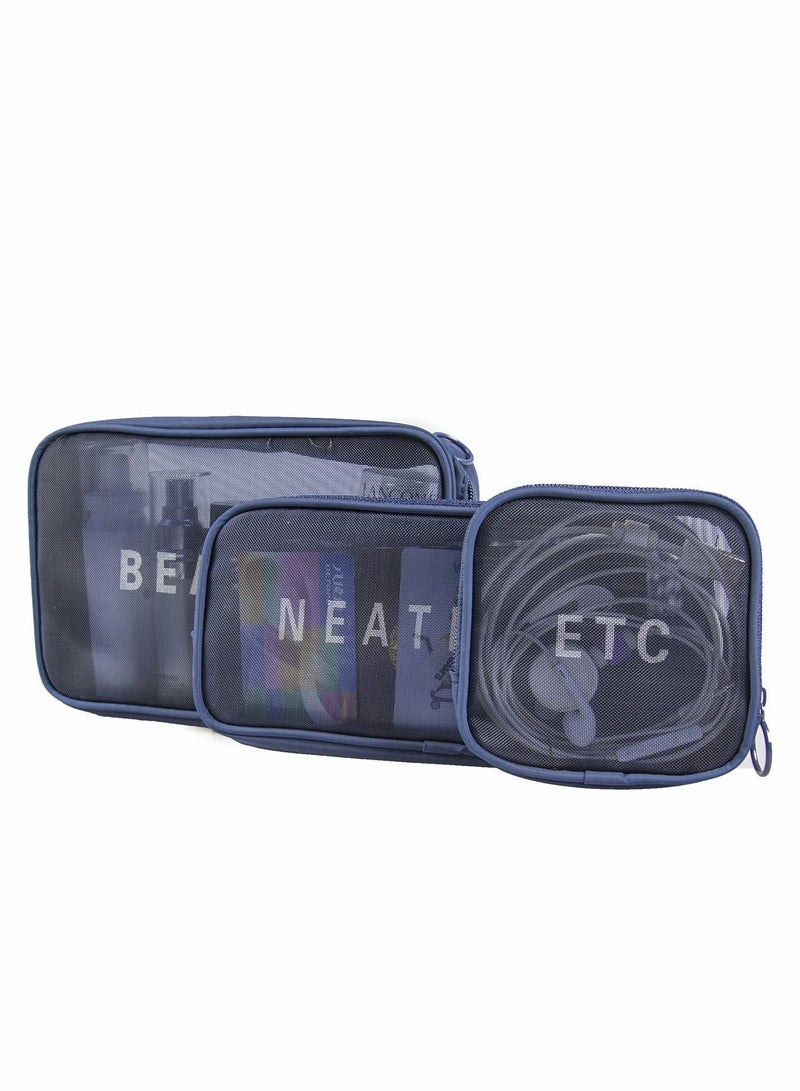 Excefore Mesh Makeup Bag, 4Pcs Clear Toiletry Pouch with Zipper Mini Portable Cosmetic Travel Purse Bag for Daily Toiletries Accessories(Gray)  - Image 1