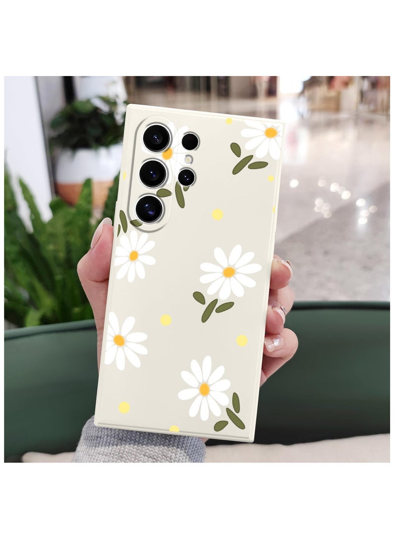for Samsung Galaxy S24 Ultra Case, Creative Flower Pattern Design Phone Cover Drop Protection Soft Ultra Thin Scratch Resistant Microfiber Lining Inner for Galaxy S24 Ultra-Daisy White - Image 2