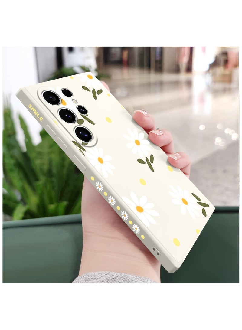 for Samsung Galaxy S24 Ultra Case, Creative Flower Pattern Design Phone Cover Drop Protection Soft Ultra Thin Scratch Resistant Microfiber Lining Inner for Galaxy S24 Ultra-Daisy White - Image 3