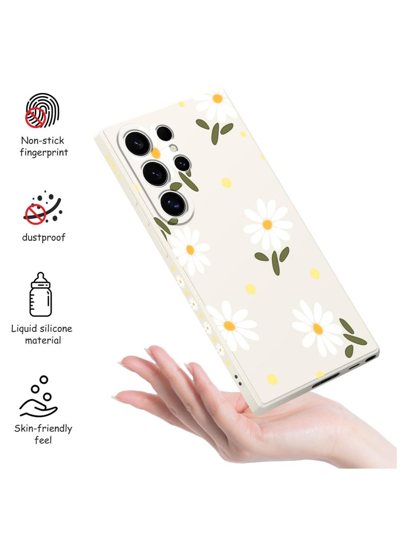 for Samsung Galaxy S24 Ultra Case, Creative Flower Pattern Design Phone Cover Drop Protection Soft Ultra Thin Scratch Resistant Microfiber Lining Inner for Galaxy S24 Ultra-Daisy White - Image 4