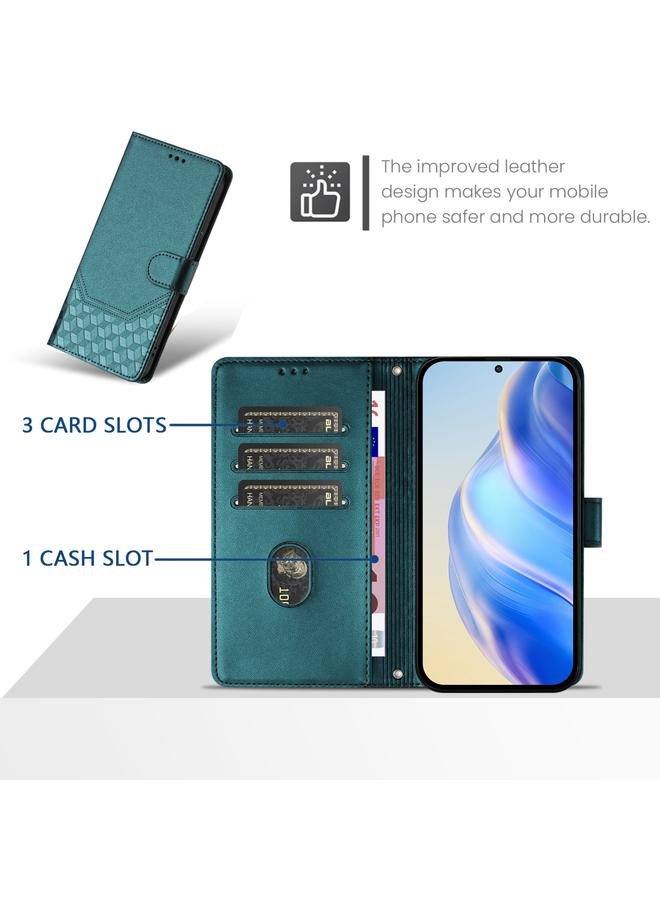 S-TOP Case For iPhone 16 Pro Honeycomb Embossing RFID Leather Phone Case - Image 3