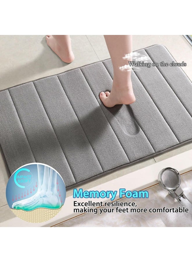 ديوتي طقم سجادات حمام من 3 قطع من إسفنج الذاكرة، سجادات حمام ناعمة ماصة مانعة للانزلاق مع سجادة حمام على شكل حرف U، سجادات أرضية قابلة للغسل في الغسالة وسريعة الجفاف، مناسبة للاستحمام وحوض الاستحمام والمغاسل. - Image 3