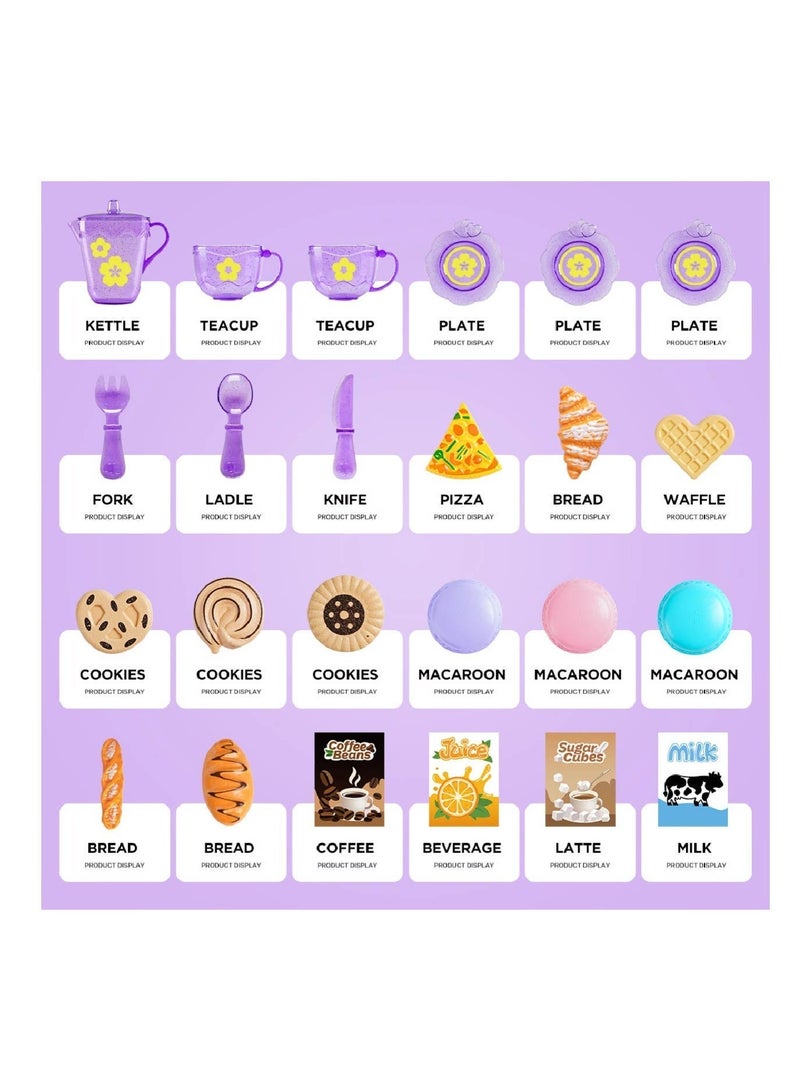 Kids Tea Party Set with Storage Box - 25-Piece Pretend Play Kit Includes Miniature Food & Utensils | Portable Role-Play Learning Toy for Children Ages 3-6 - Image 2