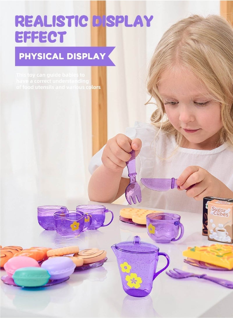 Kids Tea Party Set with Storage Box - 25-Piece Pretend Play Kit Includes Miniature Food & Utensils | Portable Role-Play Learning Toy for Children Ages 3-6 - Image 4