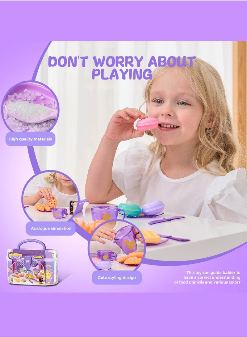 Kids Tea Party Set with Storage Box - 25-Piece Pretend Play Kit Includes Miniature Food & Utensils | Portable Role-Play Learning Toy for Children Ages 3-6 - Image 5