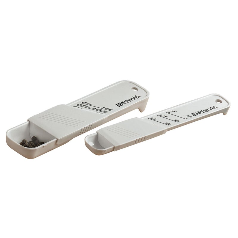 KitchenArt AdjustATeaspoon And AdjustATablespoon Set Plastic 2Piece White9 x 35 x 075 inches