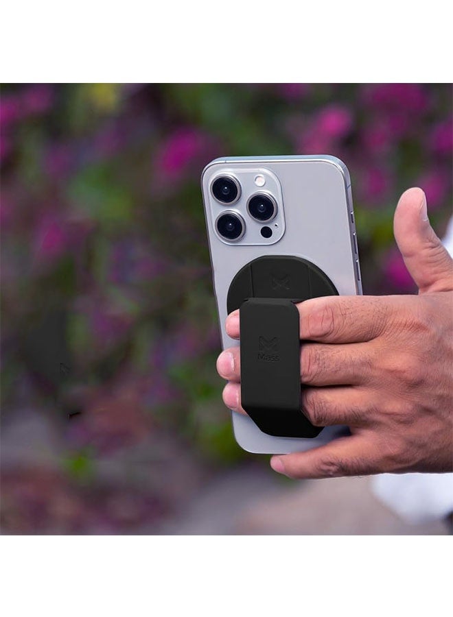 أوشن MagSafe المغناطيسي الجلد القابل للطي الهاتف الوقوف, حلقة سطح المكتب كسل الوقوف, متوافق مع ماج آمنة حلقة الأصابع, حلقة حامل الهاتف حزام, مغناطيس مع الأسود الوقوف - Image 4