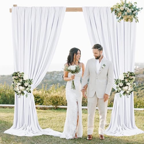 Sugargirl 10x10FT White Backdrop Curtains Polyester Photo Backdrop Drapes Curtains 2 Panels with Rod Pockets for Party Birthday Wedding Photography Home Decoration - Image 4