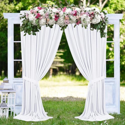 Sugargirl 10x10FT White Backdrop Curtains Polyester Photo Backdrop Drapes Curtains 2 Panels with Rod Pockets for Party Birthday Wedding Photography Home Decoration - Image 2