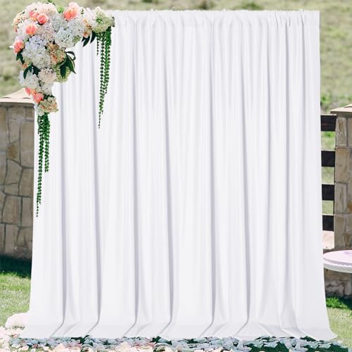 Sugargirl 10x10FT White Backdrop Curtains Polyester Photo Backdrop Drapes Curtains 2 Panels with Rod Pockets for Party Birthday Wedding Photography Home Decoration - Image 3