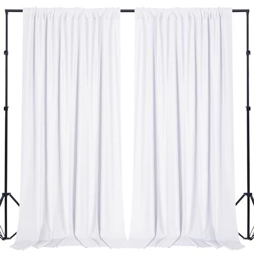 Sugargirl 10x10FT White Backdrop Curtains Polyester Photo Backdrop Drapes Curtains 2 Panels with Rod Pockets for Party Birthday Wedding Photography Home Decoration - Image 1