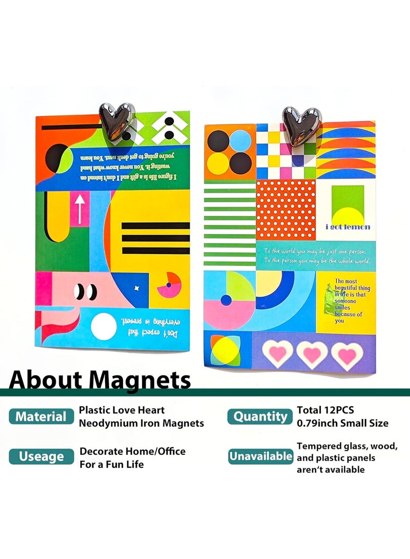 منزل الغابة 12 قطعة مغناطيس ثلاجة أسود 0.83 بوصة، مغناطيسات قلب صغيرة للثلاجة، مجموعة مغناطيسات لطيفة للديكور للمنزل والمطبخ، باب الثلاجة، مكتب، السبورة البيضاء - Image 4