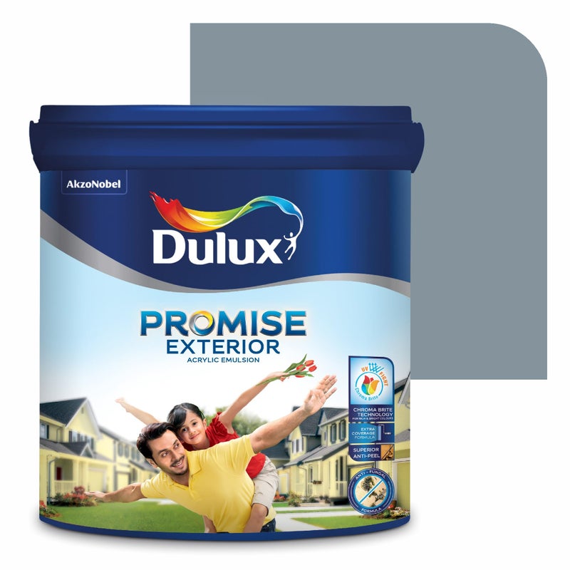Dulux Promise Exterior Emulsion Paint (1L, Smoke Grey/Denim Drift)Ideal for exterior wall paint, smooth finish, anti-peel & anti-crack, perfect for dry to moderate climates, 3-year warranty - Image 4