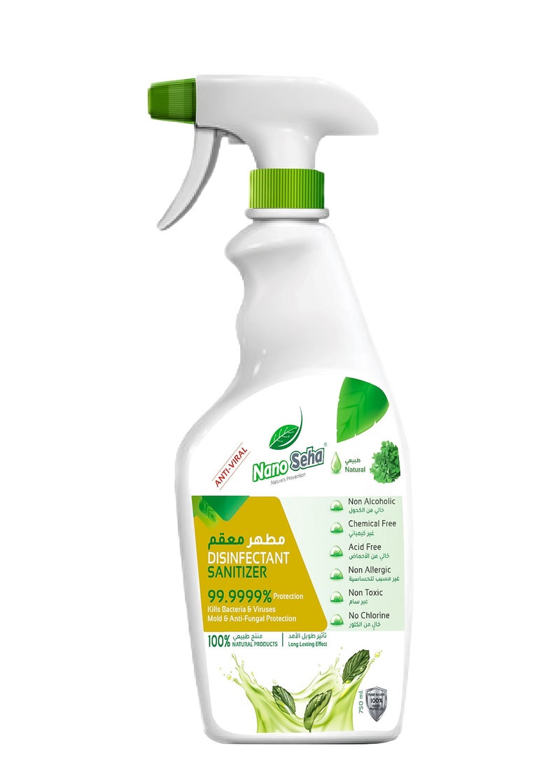 King Mariot Natural Disinfectant Sanitizer | 750ml | Non-Alcoholic, Chemical-Free, Non-Toxic | Kills 99.9999% of Bacteria, Viruses, Mold, Fungi, and Spores | Long-Lasting, Acid-Free, Non-Allergic  - Image 1