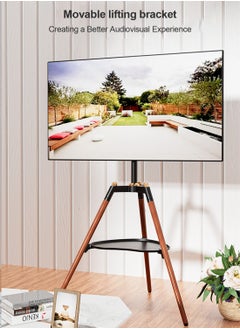 FlashHawk Height Adjustable Floor TV Stand for 32-65 inch Screens,Corner TV Stand Mount with Wood Legs for Bedroom, Living Room, Studio  - Image 2