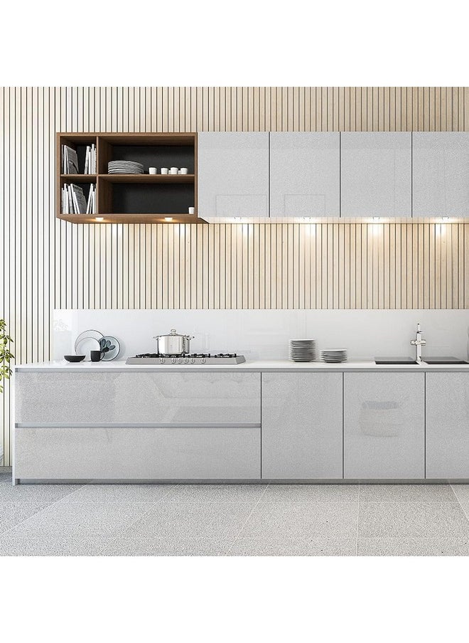 SUNBIRD - Wall Stickers Pure Light Grey Glossy Wallpaper Self Adhesive Vinyl Peel And Stick Furniture Sticker Waterproof For Home Decor Kitchen Walls Roll (24 X 120 Inch, Grey) - Image 1